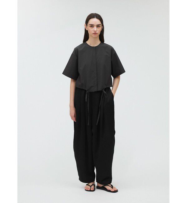 mizuiro ind「mizuiro ind サテンワイドカーゴパンツ」|カーゴ|ブラック