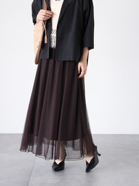 Lugnoncure「チュールギャザースカート」|スカート|ブラウン