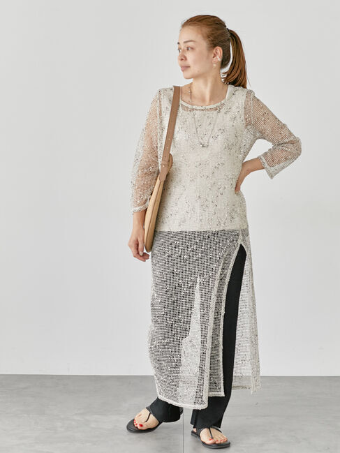 Lugnoncure「メッシュニットワンピース《2025summer catalog item》」|ワンピース|ベージュ