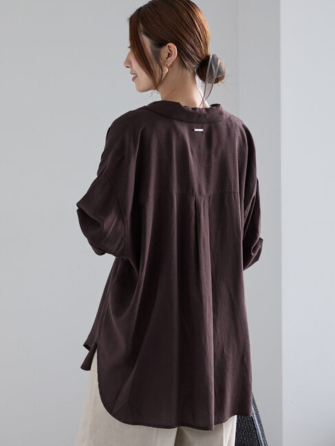 Te chichi「レーヨンリネン羽織シャツ」|シャツ・ブラウス|ブラウン