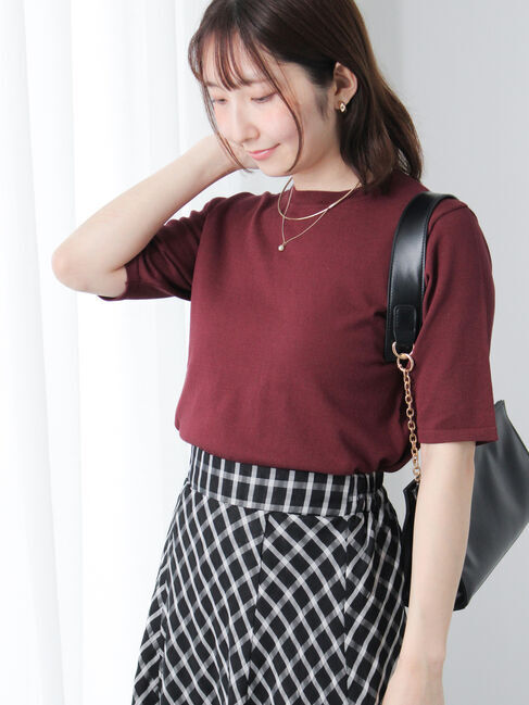 Te chichi TERRASSE「【抗菌防臭】ハーフスリーブニット」|ニット・セーター|ブラウン