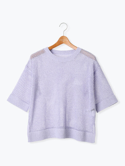 Lugnoncure「メッシュ編みハーフスリーブニット」|ニット・セーター|