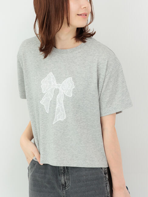 Te chichi TERRASSE「【接触冷感】レース刺繍クロップドTシャツ」|Tシャツ・カットソー|