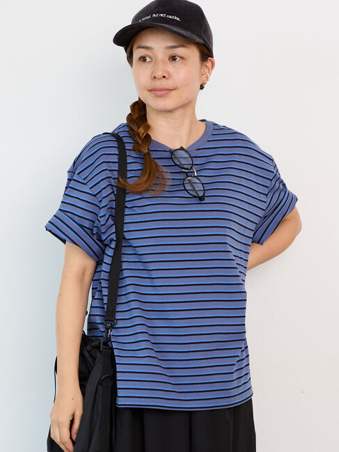 Lugnoncure「マルチボーダーTシャツ」|Tシャツ・カットソー|ネイビー