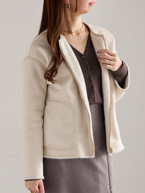 Te chichi「リバーシブルファームートンブルゾン」|ブルゾン・スタジャン|ベージュ