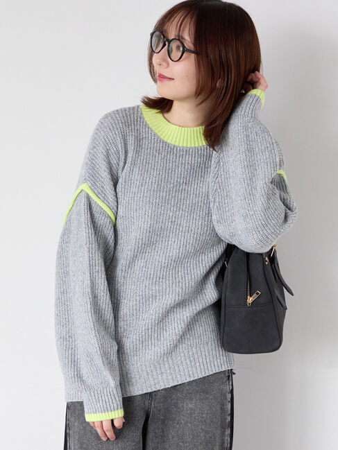 Te chichi TERRASSE「片畦配色オーバーサイズニットプルオーバー」|ニット・セーター|