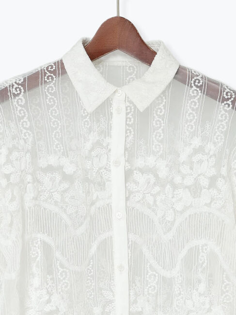 Te chichi「【Atelier ChouChou】オーガンジーレースフリルシャツブラウス」|シャツ・ブラウス|