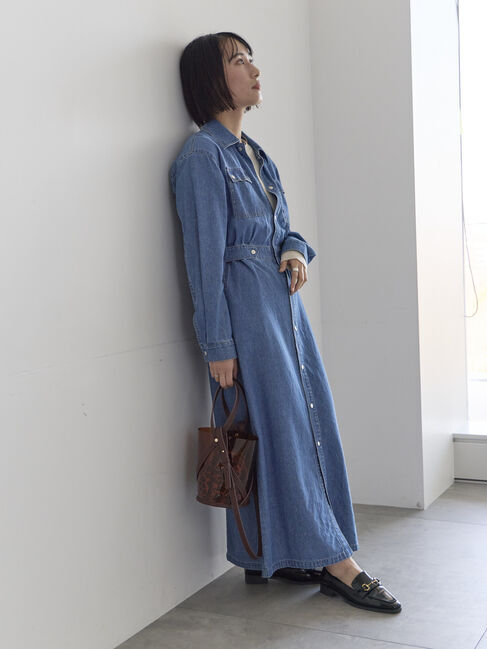 Te chichi「ウエストマークデニムシャツワンピース」|ワンピース|ブルー
