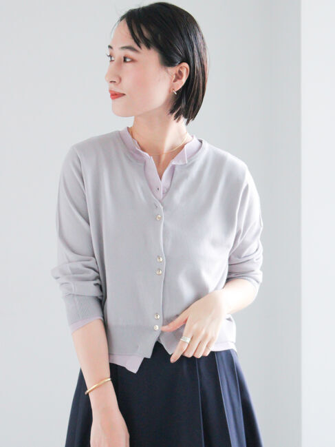 Te chichi「配色レイヤードカーディガン」|カーディガン|グレー