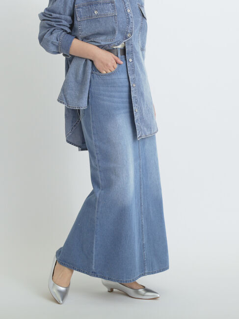 sm2rhythm「デニムロングスカート」|スカート|ブルー