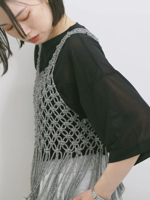 Samansa Mos2 blue「◎シアープルオーバー」|Tシャツ・カットソー|