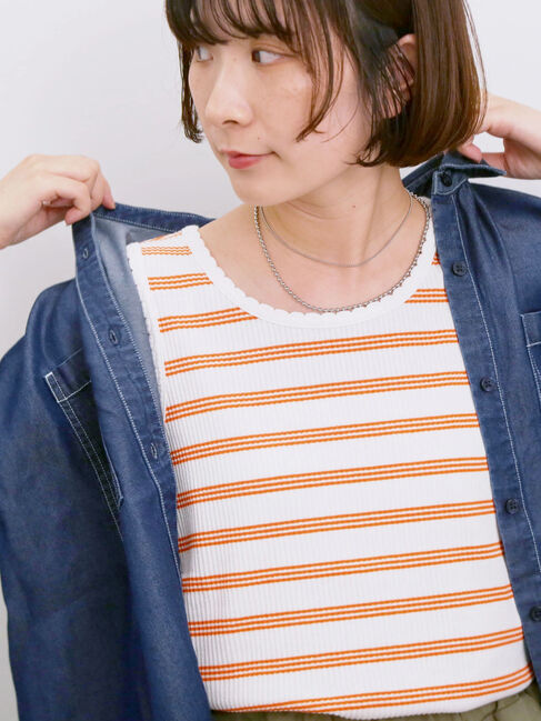 Samansa Mos2 blue「◎アソートリブタンク」|Tシャツ・カットソー|