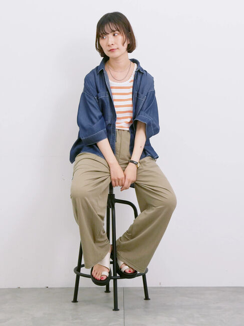 Samansa Mos2 blue「◎アソートリブタンク」|Tシャツ・カットソー|