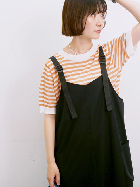 Samansa Mos2 blue「◎ボーダーニットプルオーバー」|ニット・セーター|