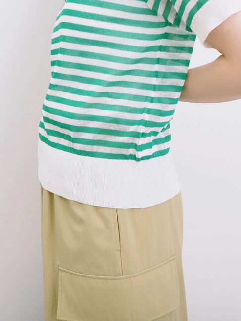 Samansa Mos2 blue「◎ボーダーニットプルオーバー」|ニット・セーター|