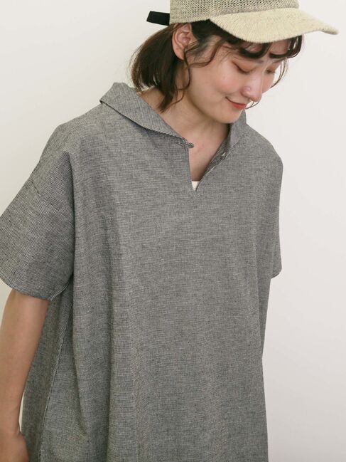 Samansa Mos2「【クールコットン】柄アソートスキッパーチュニック」|シャツ・ブラウス|