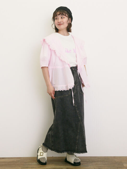 Samansa Mos2「【UVカット】スラブ天竺ロゴプリントTシャツ」|Tシャツ・カットソー|