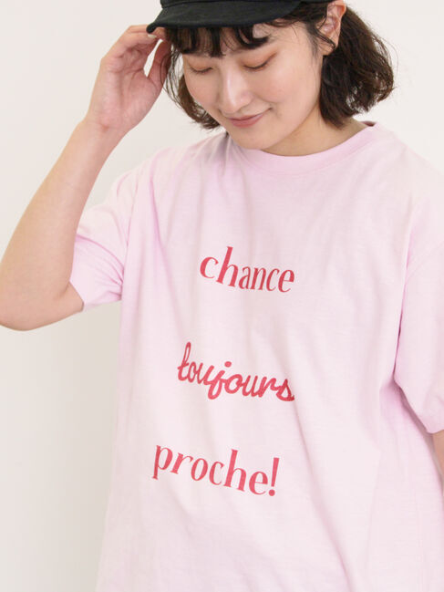 Samansa Mos2「【UVカット】スラブ天竺ロゴプリントTシャツ」|Tシャツ・カットソー|ピンク