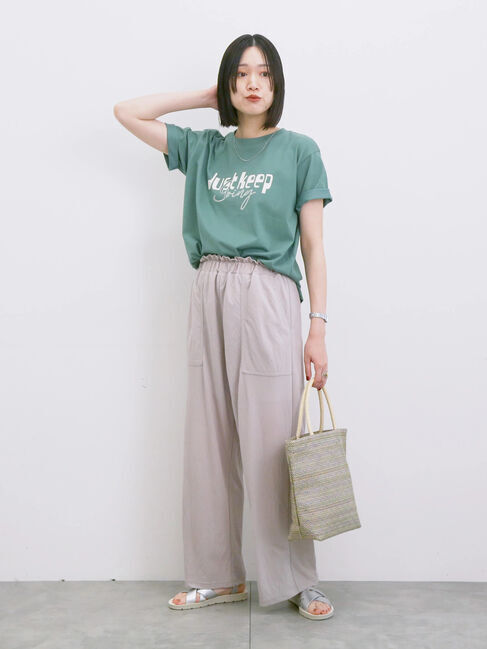 Samansa Mos2 blue「【接触冷感】ロゴプリントTシャツ」|Tシャツ・カットソー|