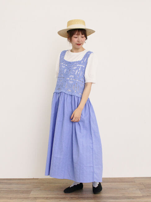 Samansa Mos2「【汗染み防止】袖口レースパフスリーブTシャツ」|Tシャツ・カットソー|