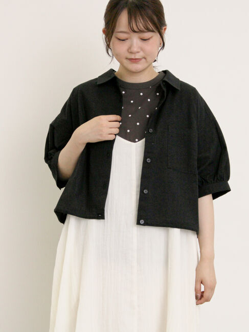 Samansa Mos2「ショート丈シャツ」|シャツ・ブラウス|ブラック