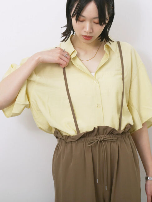 Samansa Mos2 blue「フレアギャザーブラウス」|シャツ・ブラウス|イエロー