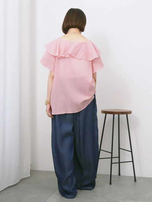 Samansa Mos2 blue「◎フリルブラウス」|シャツ・ブラウス|