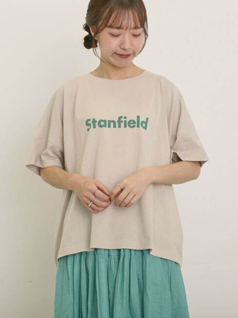 Samansa Mos2「ロゴアソートプリントゆるTシャツ」|Tシャツ・カットソー|ベージュ