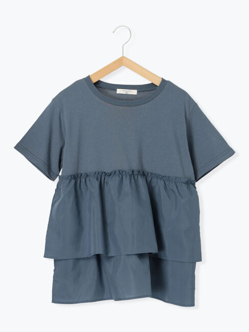 Samansa Mos2 blue「【接触冷感】ドッキングティアードプルオーバー」|Tシャツ・カットソー|