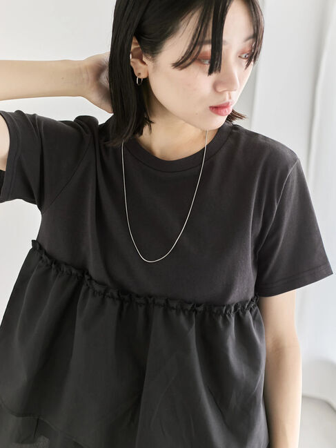 Samansa Mos2 blue「【接触冷感】ドッキングティアードプルオーバー」|Tシャツ・カットソー|