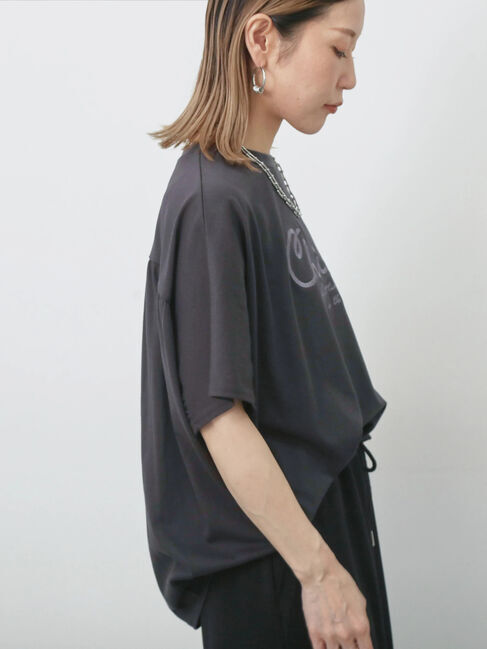 Samansa Mos2 blue「【接触冷感】ドルマンギャザー刺繍Tシャツ」|Tシャツ・カットソー|