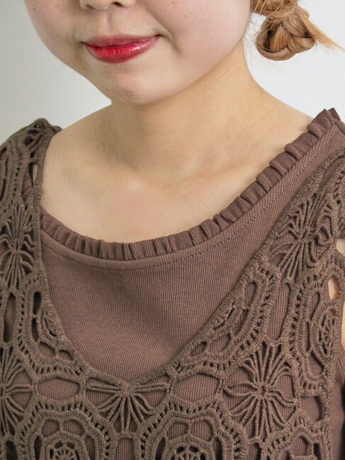 SM2「テレコ襟フリルタンクトップ」|Tシャツ・カットソー|ダークブラウン