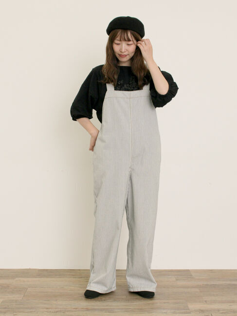 Samansa Mos2「刺繍デニム/ヒッコリーサロペットパンツ」|その他|