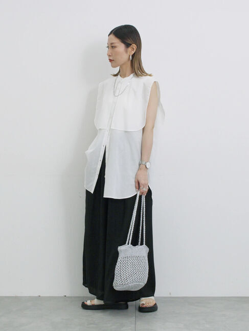 Samansa Mos2 blue「楊柳ガウチョパンツ」|その他|