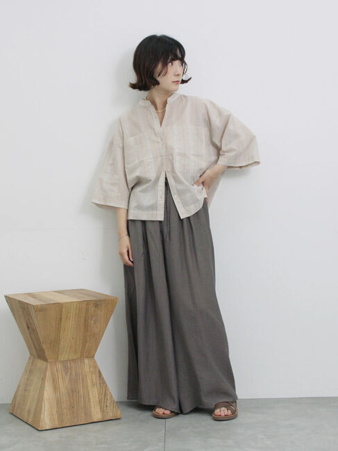 Samansa Mos2 blue「楊柳ガウチョパンツ」|その他|