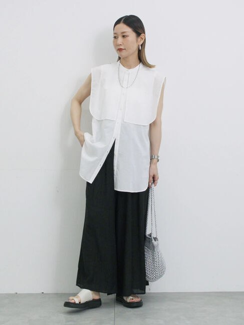 Samansa Mos2 blue「楊柳ガウチョパンツ」|その他|