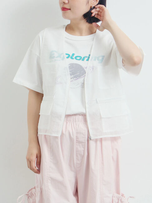 SM2「シアーナイロンジップベスト」|ダウンベスト・ベスト|オフホワイト