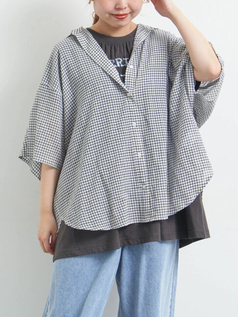 SM2「コットンボイルシアードルマンスリーブチェックシャツ」|シャツ・ブラウス|オフホワイト