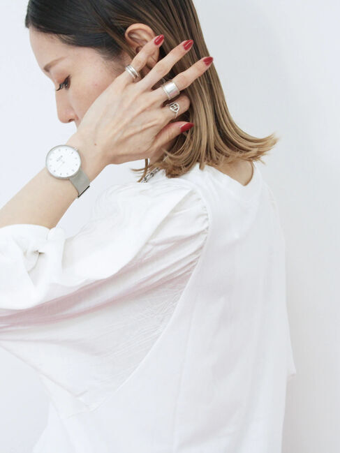 Samansa Mos2 blue「袖ボリュームTシャツ」|Tシャツ・カットソー|