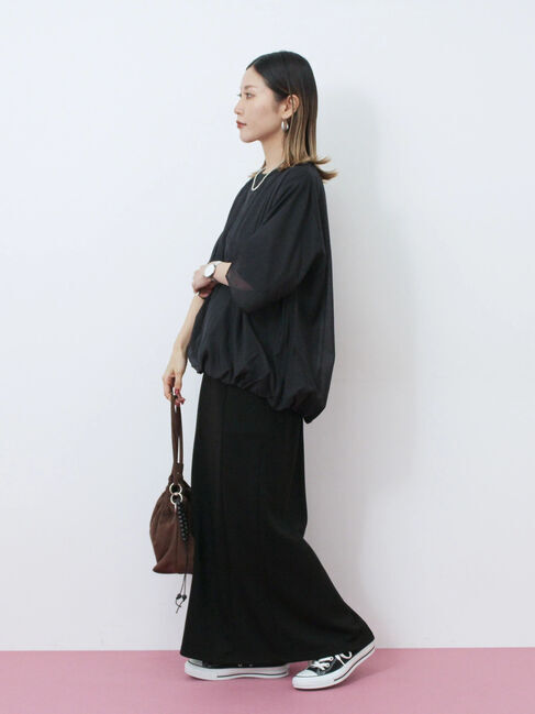 Samansa Mos2 blue「裾バルーンTシャツ」|Tシャツ・カットソー|