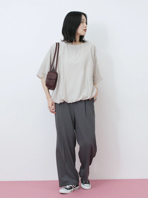 Samansa Mos2 blue「裾バルーンTシャツ」|Tシャツ・カットソー|