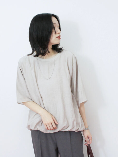 Samansa Mos2 blue「裾バルーンTシャツ」|Tシャツ・カットソー|