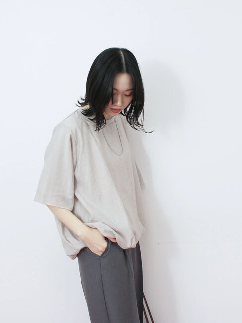 Samansa Mos2 blue「裾バルーンTシャツ」|Tシャツ・カットソー|