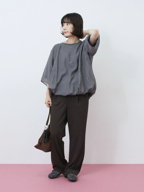 Samansa Mos2 blue「裾バルーンTシャツ」|Tシャツ・カットソー|