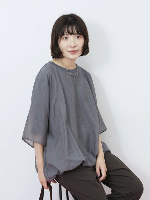 Samansa Mos2 blue「裾バルーンTシャツ」|Tシャツ・カットソー|