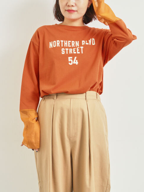 SM2「袖口シアー切替ロゴプリントカットソー」|Tシャツ・カットソー|オレンジ