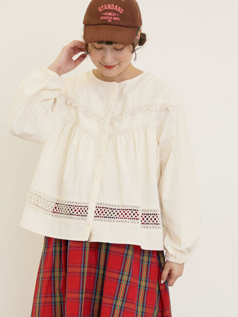 Samansa Mos2「V切替レース前開きブラウス」|シャツ・ブラウス|キナリ