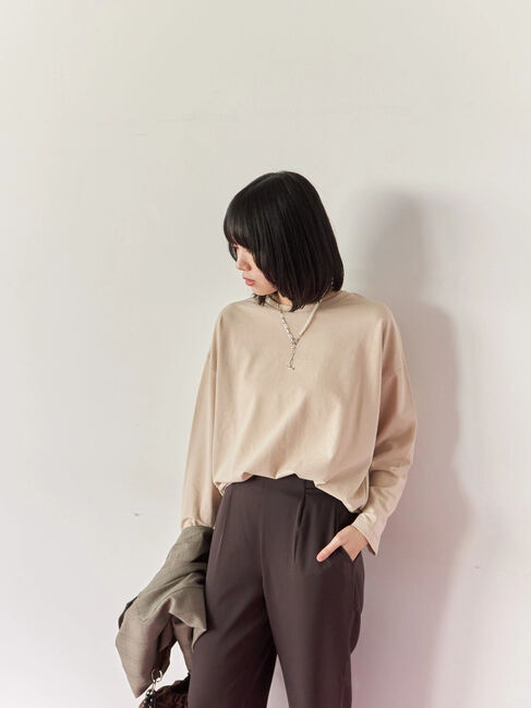 Samansa Mos2 blue「リネンタッチドルマンスリーブプルオーバー」|Tシャツ・カットソー|