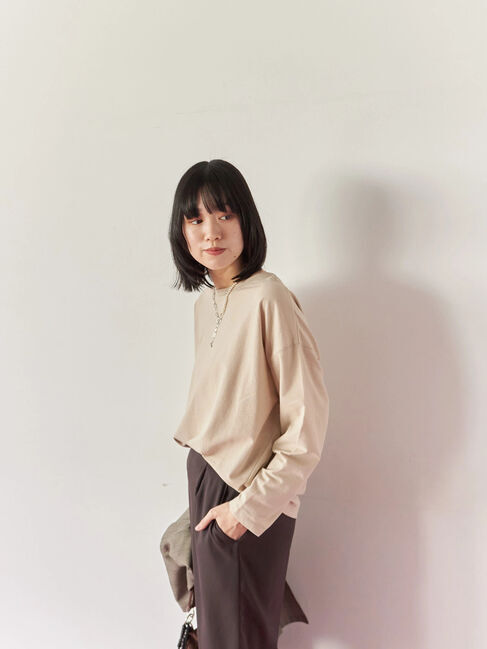 Samansa Mos2 blue「リネンタッチドルマンスリーブプルオーバー」|Tシャツ・カットソー|