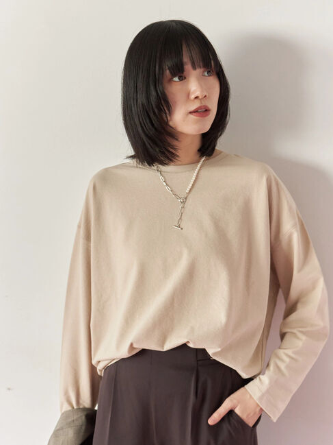 Samansa Mos2 blue「リネンタッチドルマンスリーブプルオーバー」|Tシャツ・カットソー|